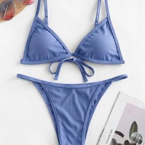 BRAND NEW PASTEL BLUE RIBBED BIKINI